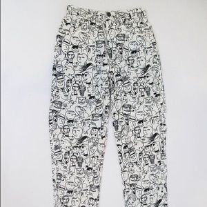 Moschino black and white face pants 1990s
